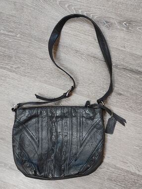 Black Handmade Italian Leather Patchwork Shoulder Bag